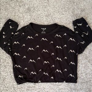 Kyte BABY Charcoal and Cream Mountain Print Shirt